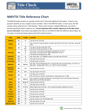 Nmvtis Title Reference Chart  Form