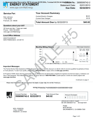 Pge Bill Template  Form