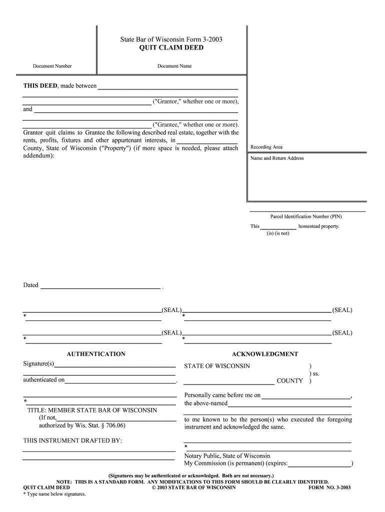  Quit Claim Deed Wisconsin 2003-2024