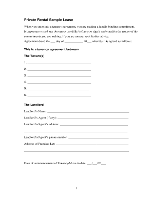 Private Rental Sample Lease Form