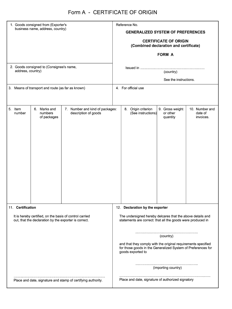 Certificate of Origin Online  Form