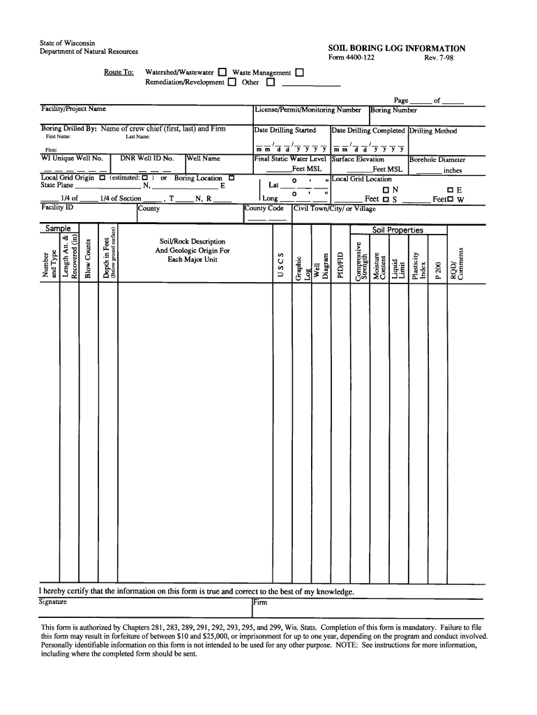 Borehole Log Sheet Excel  Form