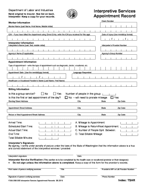 Interpretive Services Appointment Record  Form