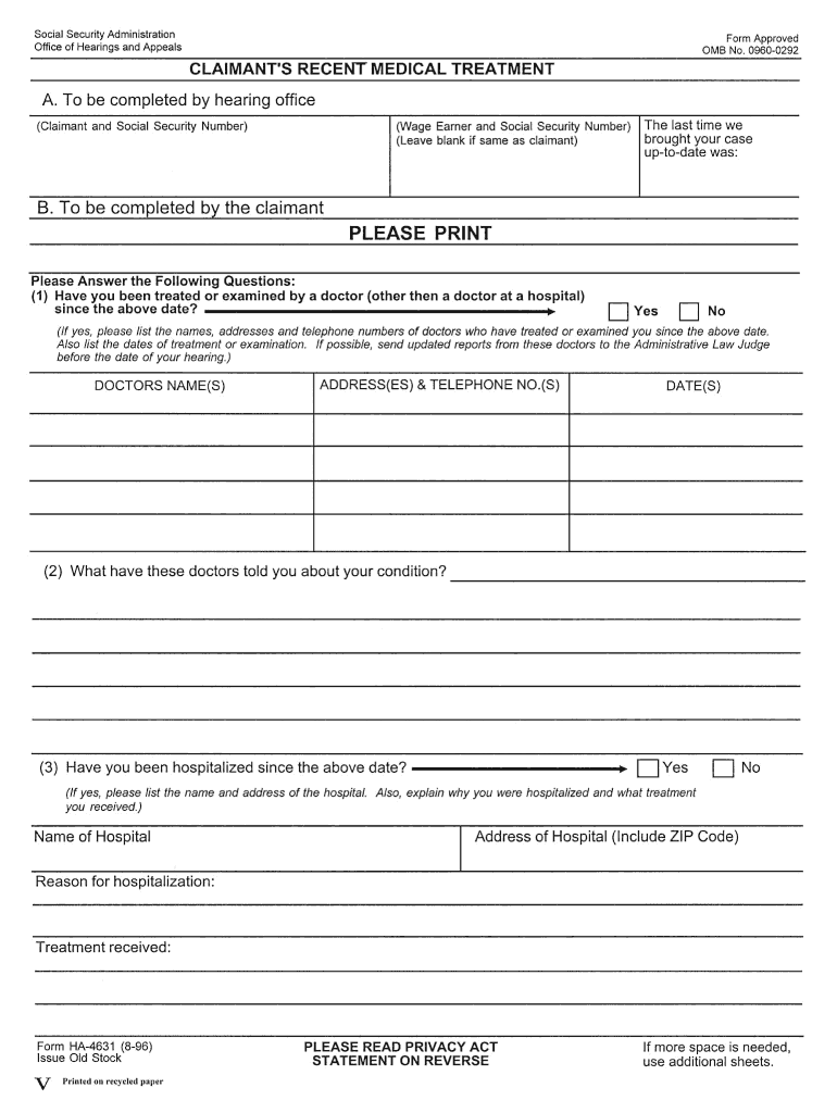  Omb 0960 0292 Form 2010