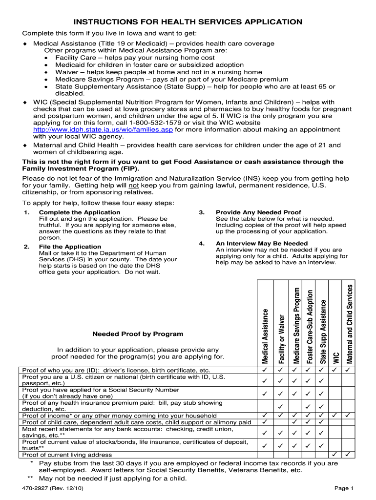  Dhs 470 2927 Fillable PDF Form 2012