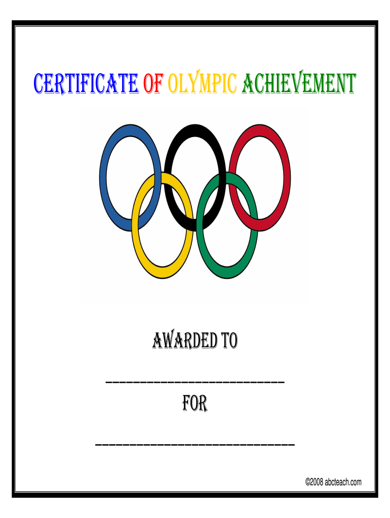 Get and Sign Certificate Olympic  Form