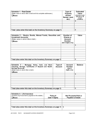 Estate Inventory Form