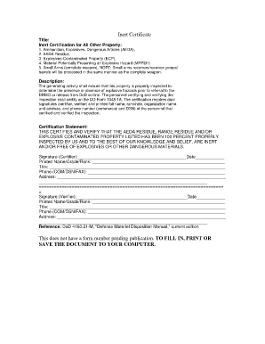 Inert Certification Form