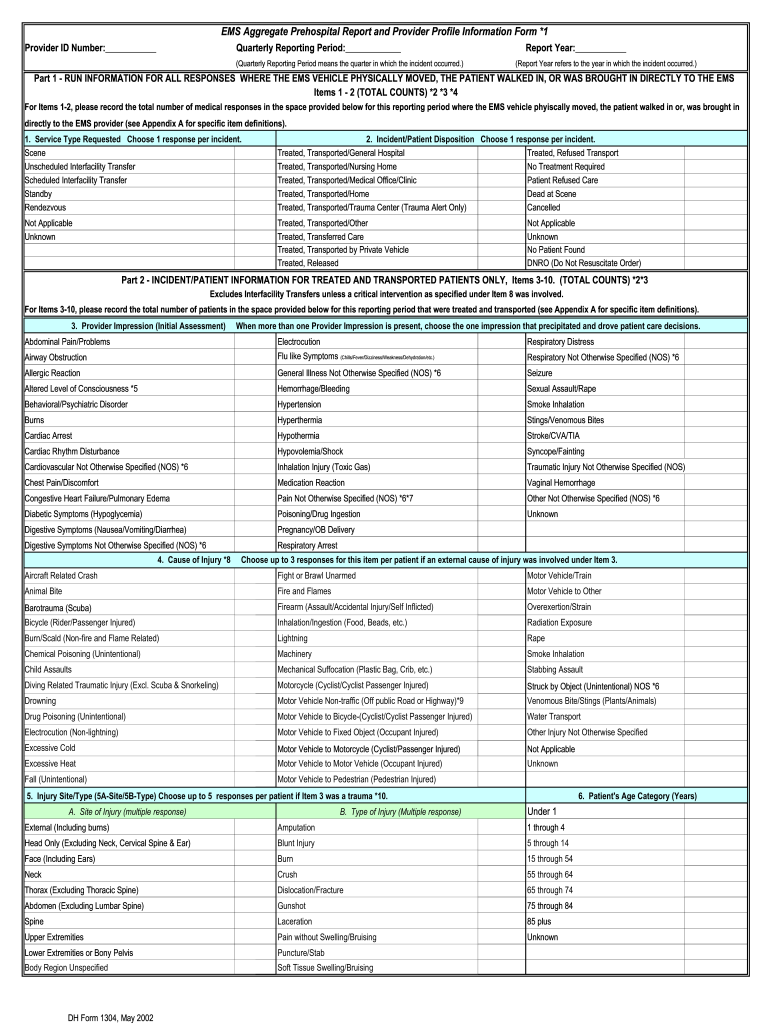 EMS Aggregate Prehospital Report and Provider Profile Information Doh State Fl