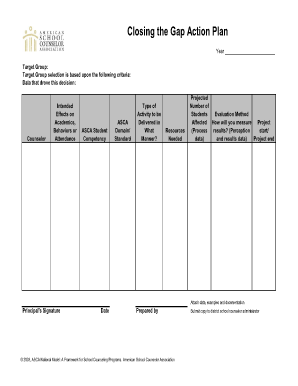 Closing the Gap Action Plan  Form