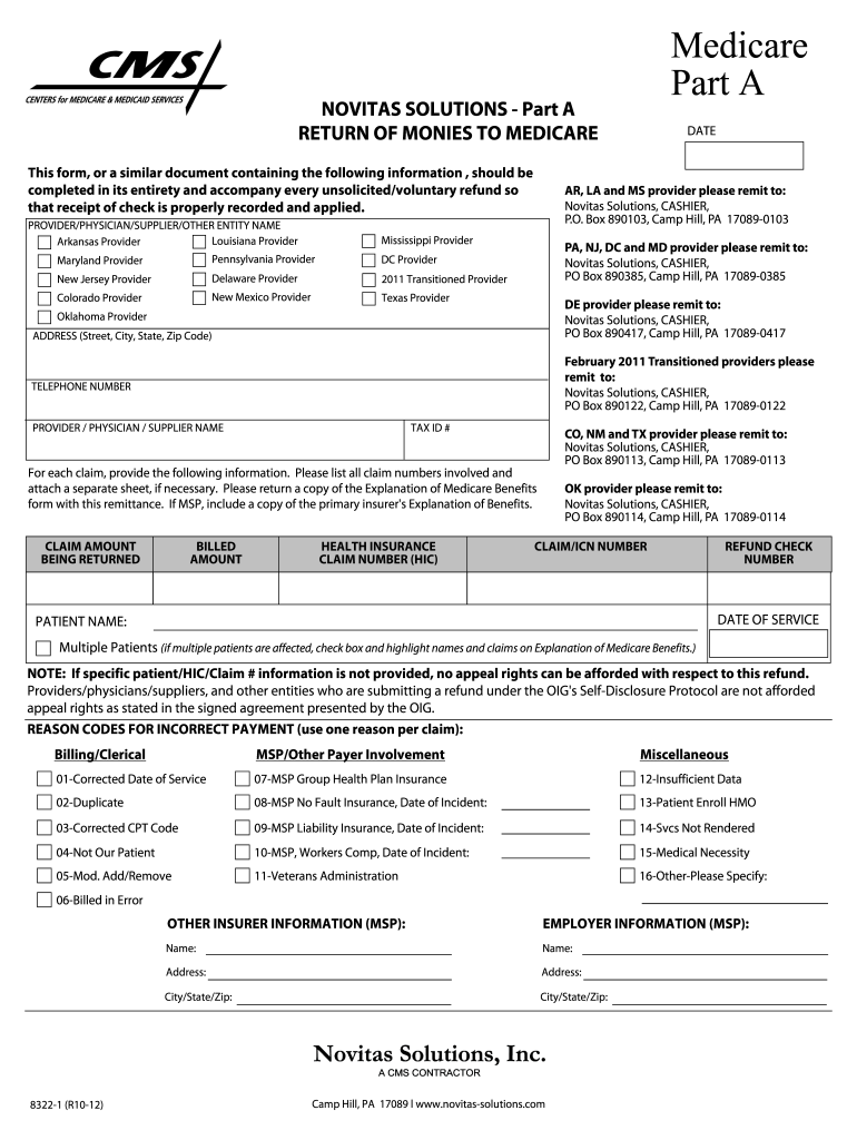  Medicare Form 8322 1a 2012