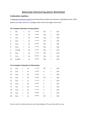 100 Balanced Chemical Equations PDF  Form
