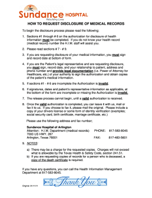 Sundance Hospital  Form