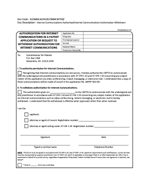 Uspto Internet Authorization  Form