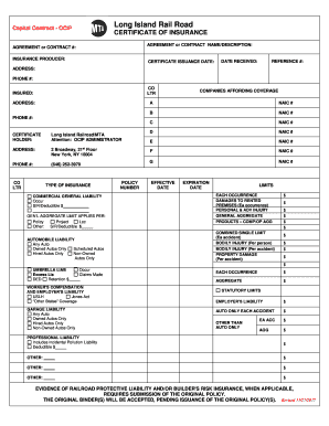  LIRR Capital Contract Certificate of Insurance Dfs Ny 2015