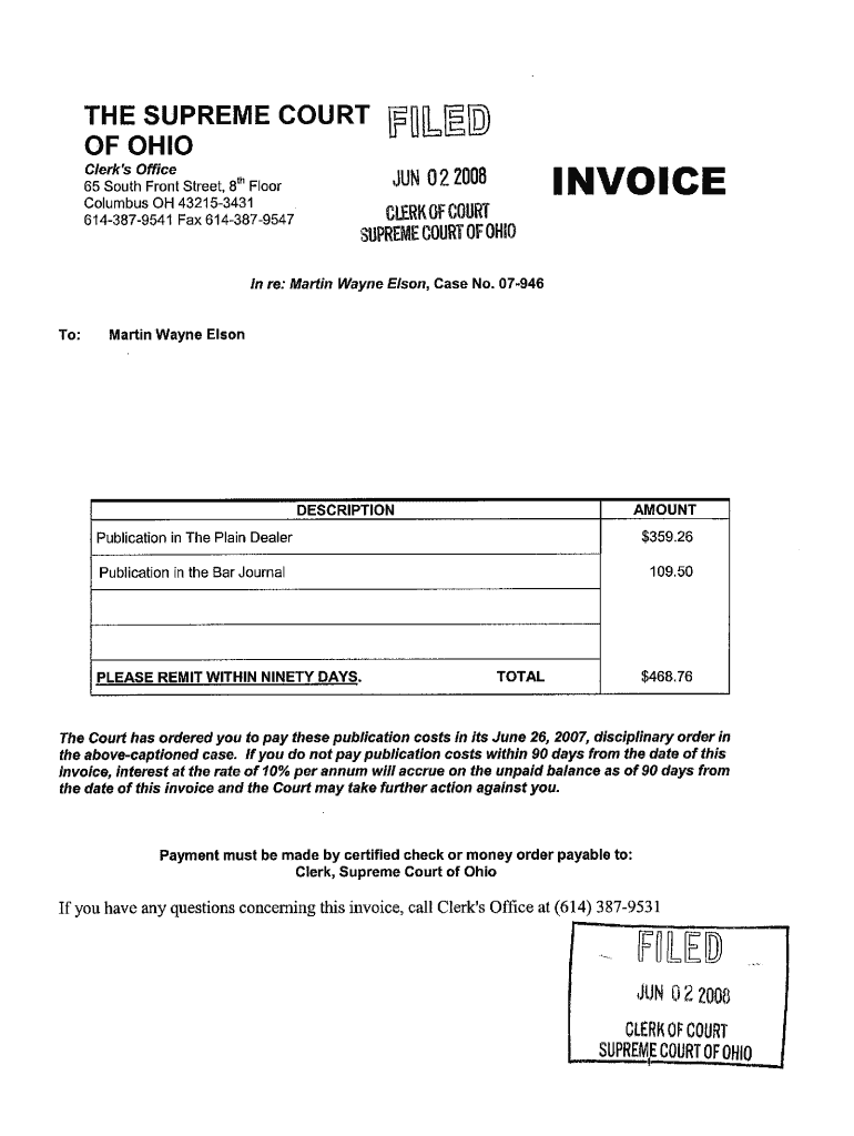 Court Invoice  Form
