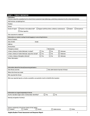 Threat Assessment Template PDF  Form