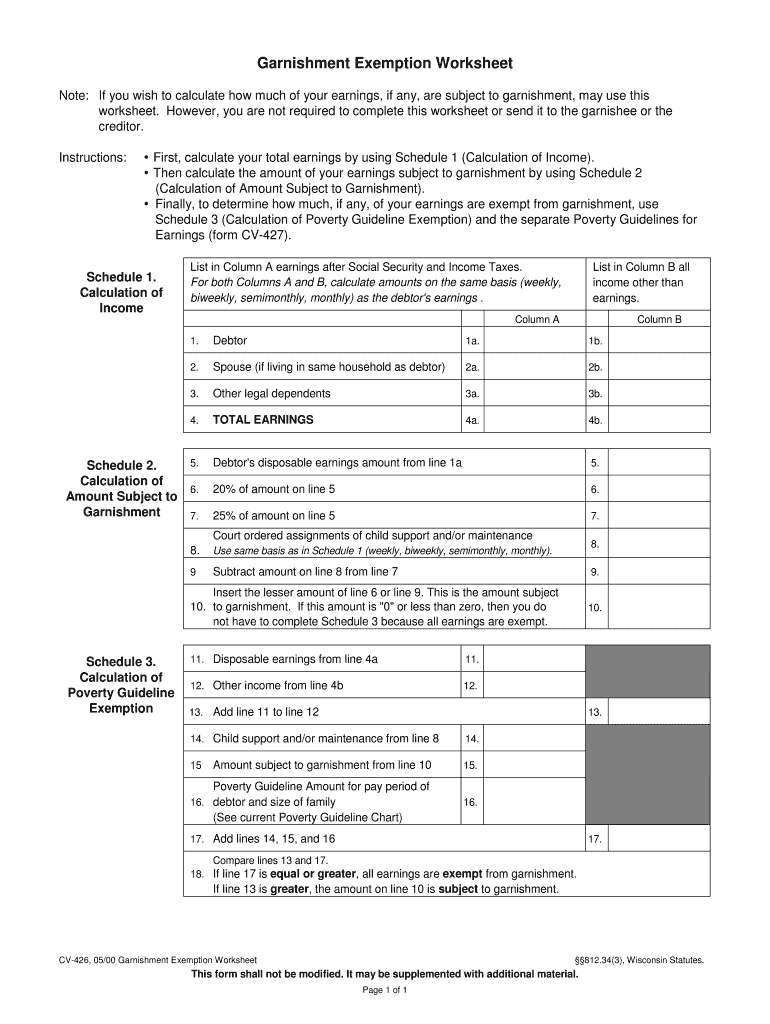  Oklahoma Garnishment Exemption Worksheet Form 2000