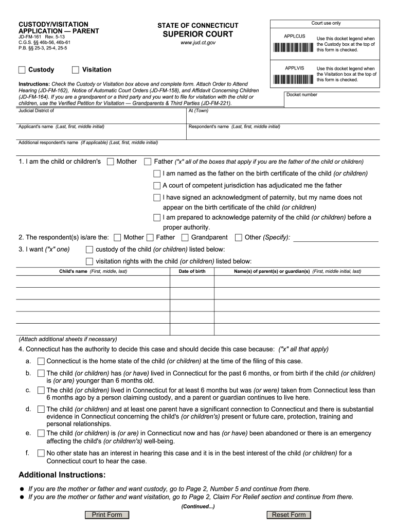  Forms for Custody and Child Support in Connecticut 2012-2024