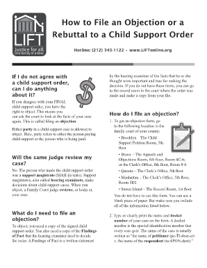 Sample Letter of Objection to Child Support Order  Form