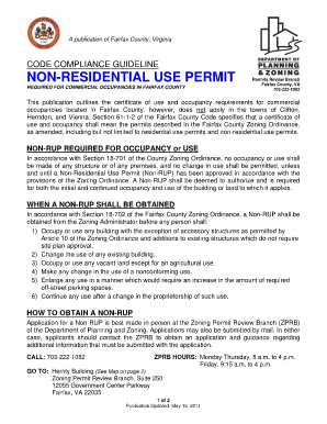 Certificate of Occupancy Fairfax County  Form