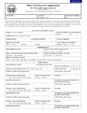 Ohio Civil Service Application Form