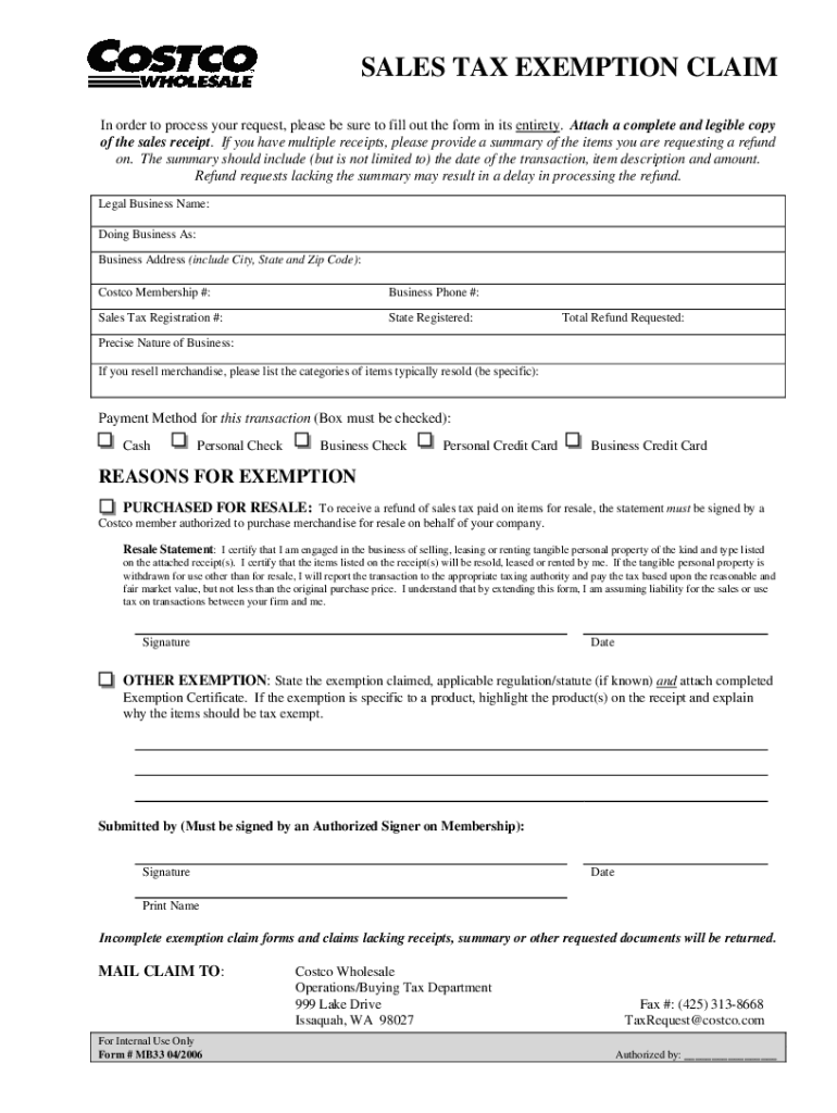 Get and Sign Costco Tax Exempt 2006-2022 Form