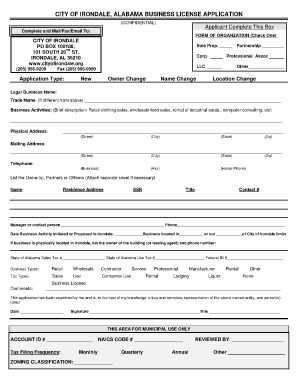 Business License Alabama  Form