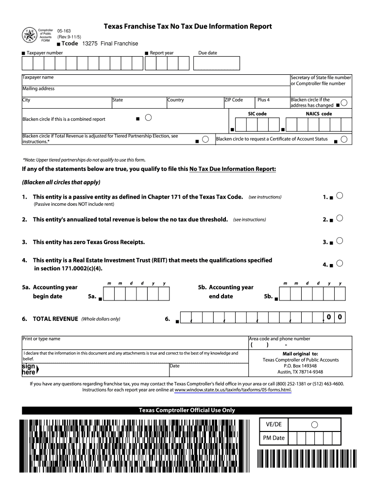 Texas Form 05 163