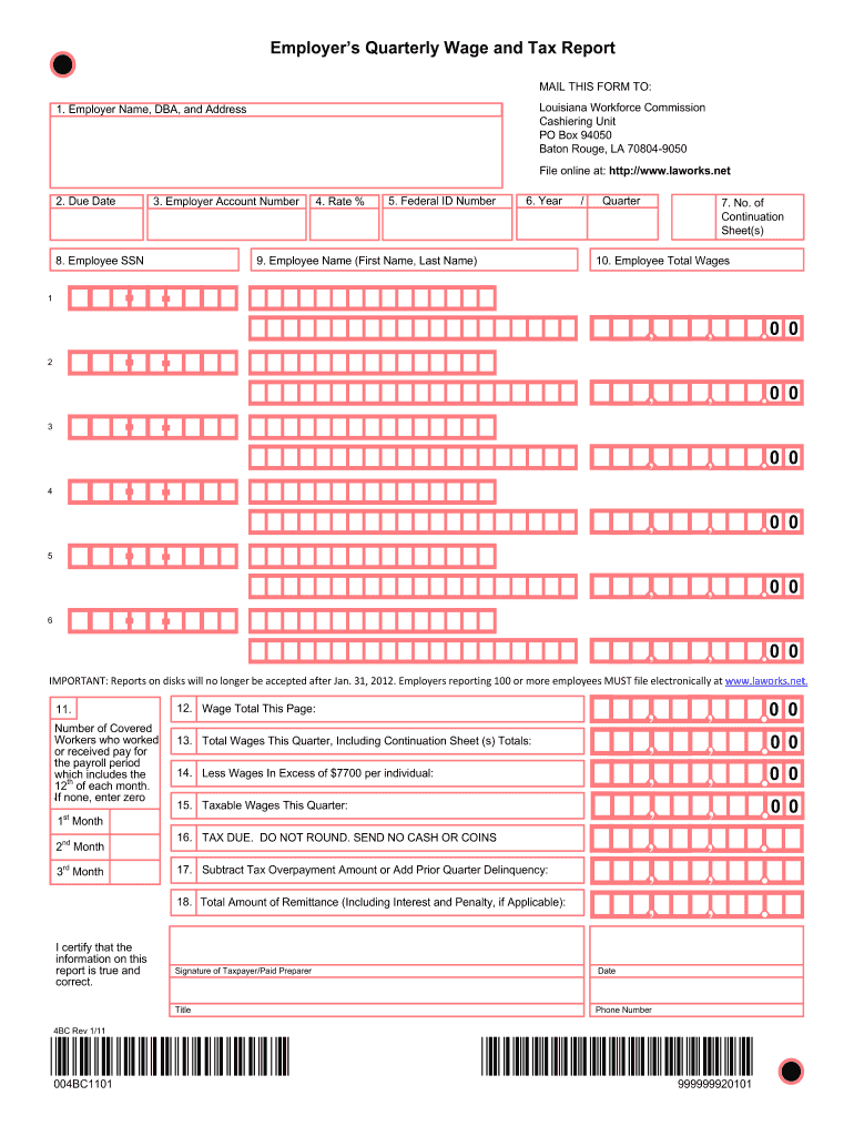 La Wage Reporting  Form