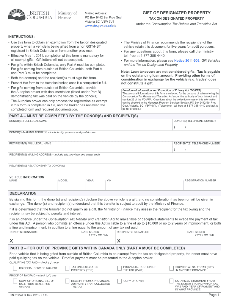  Fin319 Form 2011