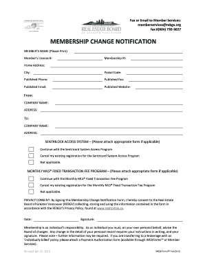 Rebgv Member Services  Form