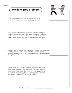 Multiple Step Problems Super Teacher Worksheets  Form