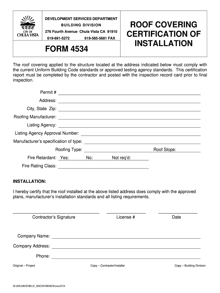 Chula Vista Certification PDF  Form