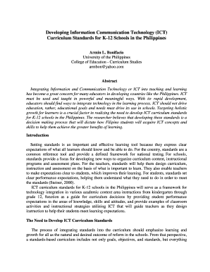 Developing Information Communication Technology Ict Curriculum Standards for K 12 Schools in the Philippines