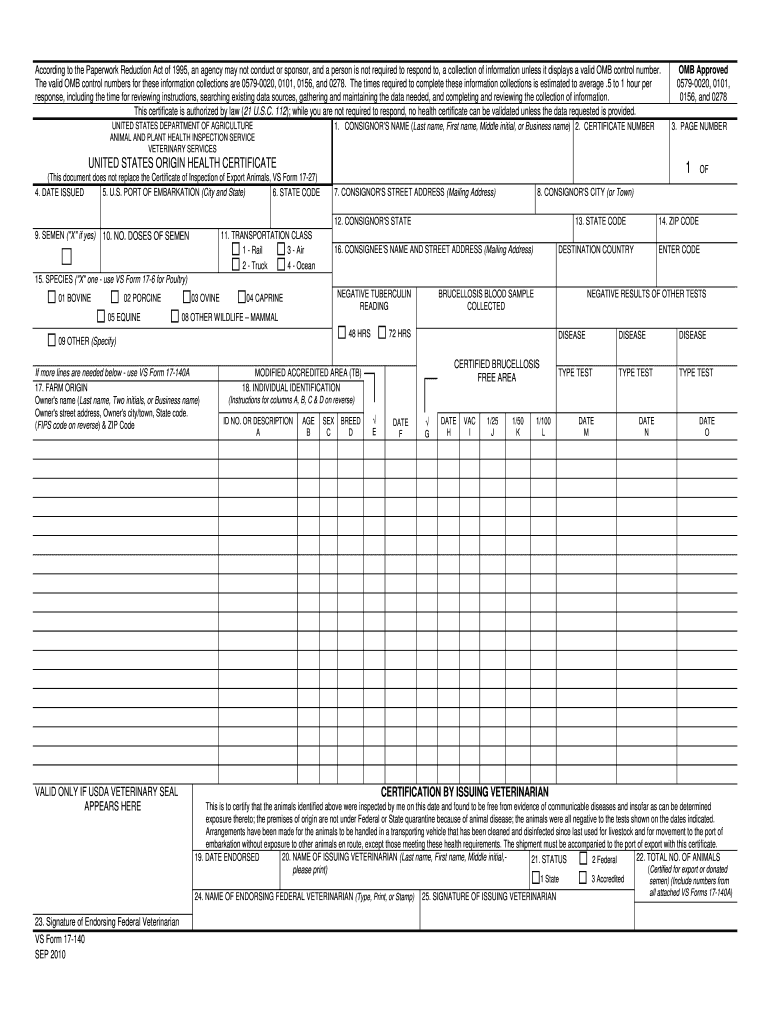 Get and Sign Usda Origin Certificate 2010-2022 Form