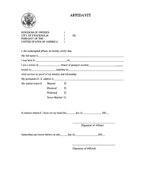 Affidavit Sverige  Form