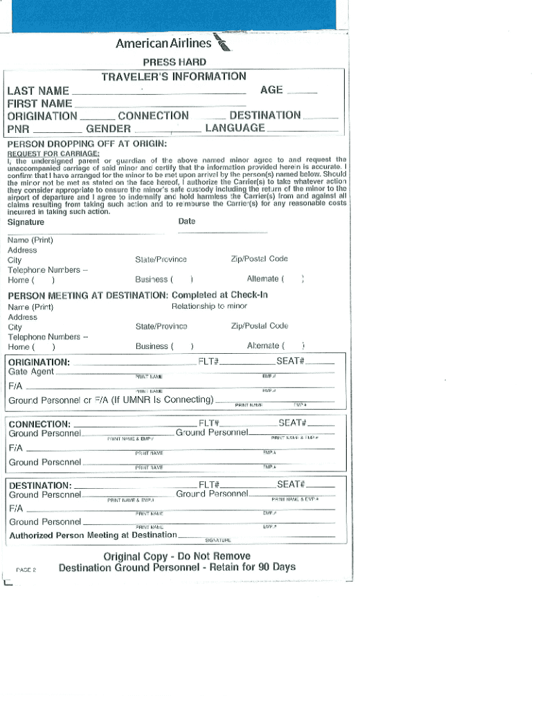  American Airlines Unaccompanied 2014-2024