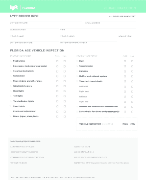 Lyft Inspection Form PDF