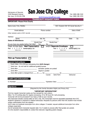 San Jose City College Transcript  Form