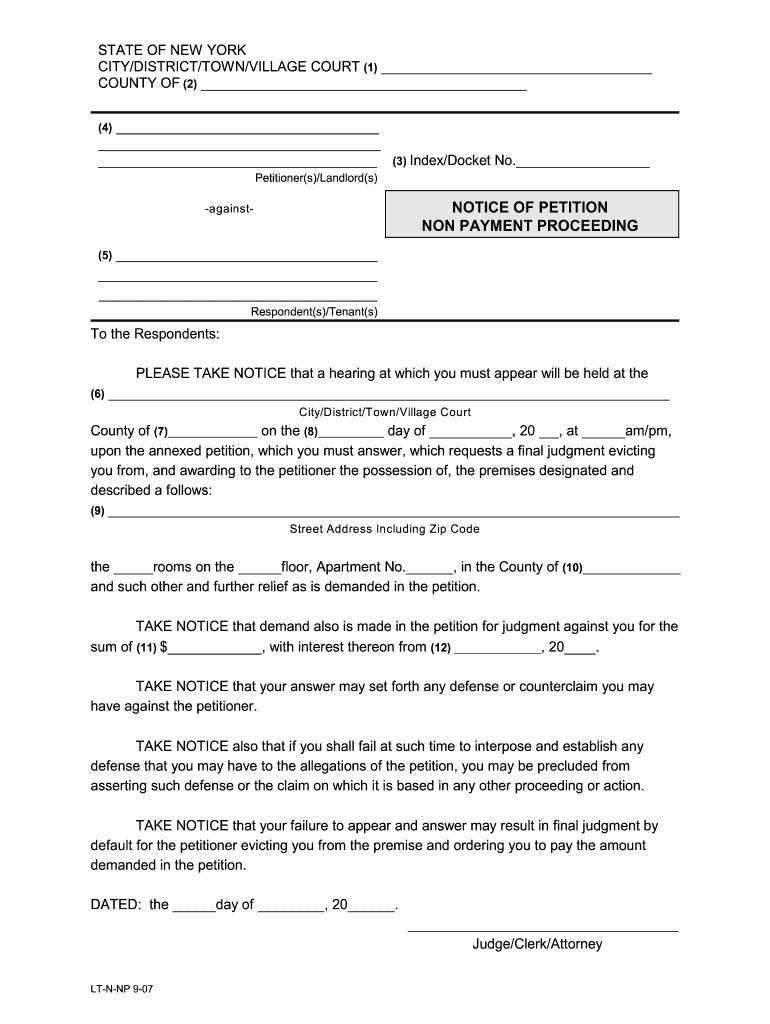 Notice Of Petition Ny 2007 2023 Form Fill Out And Sign Printable PDF