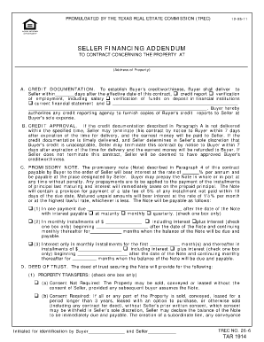 Trec Owner Financing Addendum  Form