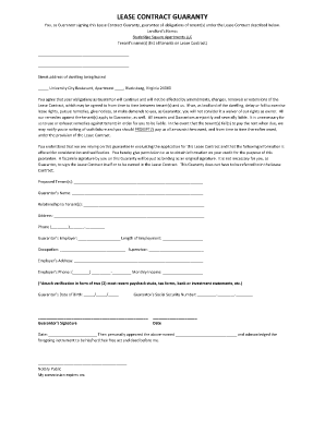 Lease Contract Guaranty  Form