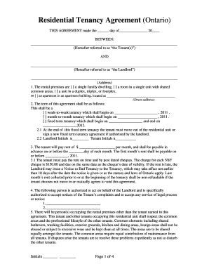 Ontario Rental Agreement Fill Out And Sign Printable Pdf Template Signnow