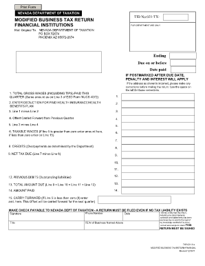 Modified Business Tax Return Form Nevada