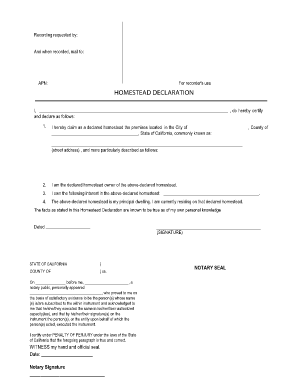 Declaration of Homestead  Form