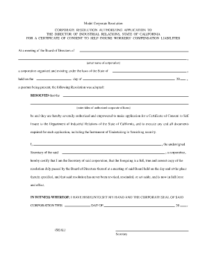  Corporate Resolution Form California 1998-2024