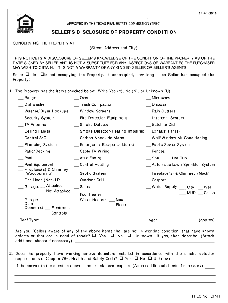  Sellers Disclosure Form 2010