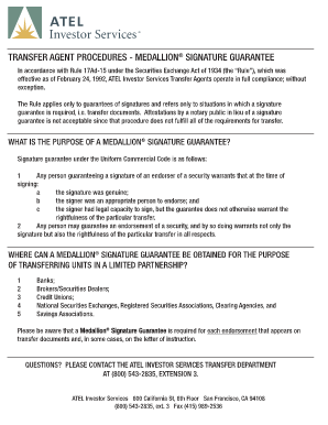 Medallion Signature Guarantee Form