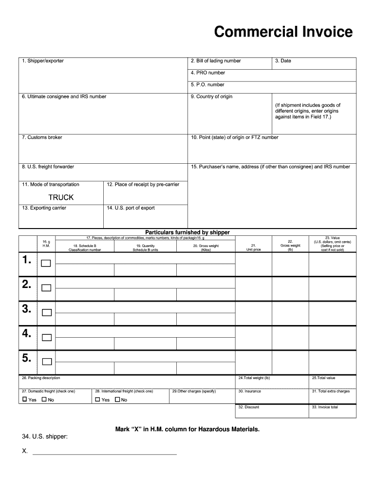 Commercial Invoice Ftz Form